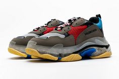 Balenciaga Triple S Blue Red - ShareLuxury.net Platform Casual Shoes, High Quality Shoes, Wholesale Shoes, Saucony Sneaker, Designer Shoes