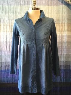 Denim Lakeside-Cowgirl Tunic – abigailheche Cowgirl Shirts, Denim Shirt, Denim Button Up, Button Up Shirts, Leather Jacket, Sewing, Women's Top