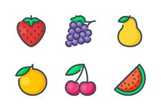 fruit icon set on white background