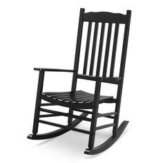 a black rocking chair on a white background