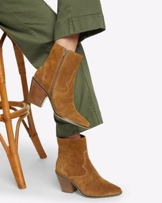 Our Randall Boot in Cognac Suede is the shoe equivalent of the pumpkin spice latte — you'll be counting down the days 'til fall. Unlike the PSL, though, this surprisingly comfy boot will be with you all winter long; you'll love it with skirts, dresses, jeans...  ======== Upper Material: Silky Cowsuede Outsole: 100% TPR Casual Fall Heeled Boots With Round Toe, Casual Heeled Boots With Round Toe For Fall, Casual Round Toe Heeled Boots For Fall, Brown Round Toe Boots For Fall, Fall Ankle Boots With Stacked Heel, Casual Ankle-high Fall Boots, Casual Ankle-high Boots For Fall, Fall Suede Heeled Boots With Reinforced Heel, Fall Boots With Suede Lining And Round Toe