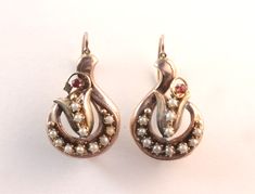 Antique Victorian Pearl Ruby Pierced Dangle Earrings 10k Rose Gold | eBay Victorian Rose Gold Jewelry For Pierced Ears, Victorian Rose Gold Earrings For Anniversary, Victorian Rose Gold Anniversary Earrings, Pearl Cluster, Emerald Earrings, Victorian Jewelry, Rose Gold Jewelry, Pearl Diamond, Sea Glass Jewelry