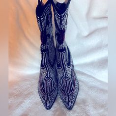 Azalea Wang Rhinestone Cowgirl Boots Brand New Never Worn Size 8.5. Black With Silver/White And Red Rhinestones Rhinestone Cowgirl Boots, Rhinestone Cowgirl, Azalea Wang, Boot Brands, Red Rhinestone, White And Red, Cowgirl Boots, Shoes Heels Boots, Shoes Women Heels