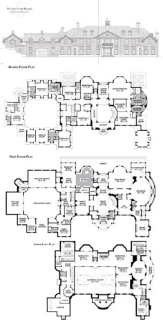 the floor plan for this mansion is shown in black and white, with two separate rooms