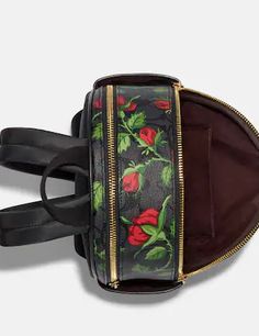 Signature coated canvas and refined pebble leatherInside zip and multifunction pocketsDouble zip closure, fabric liningHandle with 1 1/2" dropOutside zip and open pocketsAdjustable shoulder straps7 3/4" (L) x 8 3/4" (H) x 3 1/2" (W)Style No. CC331Color: Graphite Red Multi Luxury Coated Canvas Leather Backpack With Zipper, Coach League Flap Backpack Burgundy, Coach Mens League Flap Backpack Orange, Coach Leather Backpack With Zipper Closure, Coach Coated Canvas Backpack For On-the-go, Red Backpack With Removable Pouch For On-the-go, Coach Outlet, Signature Canvas, Rose Print