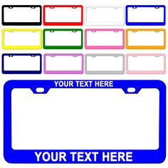 a set of blank license plates with your text here