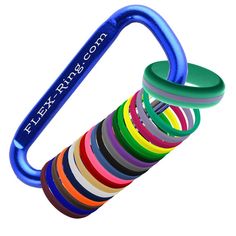 an assortment of colored rubber rings on a white background