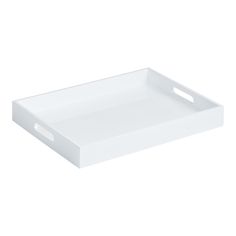 a white tray with handles on it