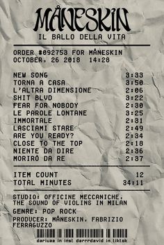 an old concert ticket for the band manoskin, which was released in november 2013