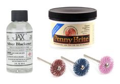 several different types of hair brushes and other items on a white background, including a bottle of silver bleacher