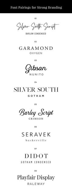 Font Pairings for Strong Branding - sonrisastudio.com Google Font Pairings, Desain Merek, Strong Branding, Desain Quilling, Self Branding, Inspiration Logo Design