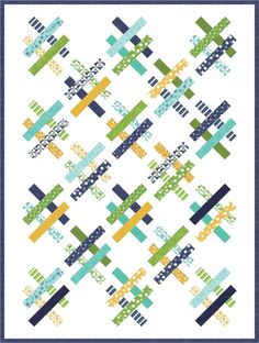 a quilt pattern with different colors and shapes