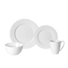 white dinnerware set with cups and saucers