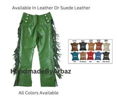 Men Western Style Suede Leather Pant Men Riding Suede Leather Pant Men Cowboy Leather Pant Men Native Style Leather Pant with fringes HandmadeByArbaz Features: * 100 % genuine top quality Suede Leather & Leather * Many Colours * Lining Material : Polyester * Fringes, Button * Handmade stitched work Men Native, Leather Pant, Native Style, Color Lines, Mens Trousers, Brown Suede, Western Style, Tan Brown, Western Fashion