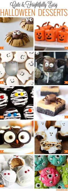 a collage of halloween treats and desserts