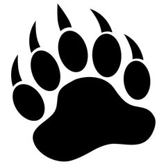 an animal's paw is shown in this black and white silhouette on a white background