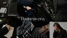 a collage of photos with the words business era