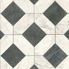 black and white marble tile with diamond pattern