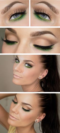 Green Eye Makeup, Halloweenský Makeup, Eye Makeup Looks, Linda Hallberg, Green Eye, Beauty Make-up, Makijaż Smokey Eye, Green Eyeshadow, Eye Make