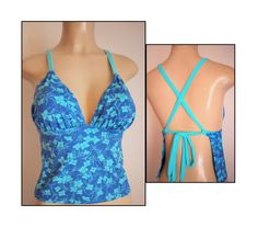 Crisscross back tankini swimwear top with open back. Easy to wear and very comfortable. Triangle design style top with tie crossover back. Each piece is custom made. No wires, pads, or cups. Please provide bra size, bust, rib, waist, and length you would like form under the bust downwards.  Can be ordered in other colors/ prints. Please specify. Large Bust Swimsuit, Tankini Bathing Suits, Handmade Swimwear, Custom Swimsuits, Custom Swimwear, Tankini Swimwear, Bathing Suit Styles, Womens Tankini, Swimwear Tankini