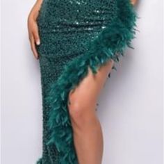 Sequin Dress With Feathers Sequin Dress With Feathers, Dress With Feathers, Sequin Dress, Feathers, Strapless Dress, Sequin, Womens Dresses, Green, Dresses