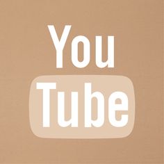 the words you tube are in white on a brown background