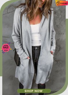 Gray Black/gray/brown Open Front Hooded Sweater Cardigan Swimwear High Waisted, Swimwear Cover Ups, Plus Size Lingerie, Plus Size Swimwear, Hooded Sweater, Cardigan Tops, One Piece Swimwear, Front Design, Sweater Hoodie