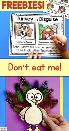 the turkey in disguise book is shown with an image of a hand holding a turkey