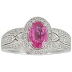 September Gemstone, Elongated Cushion Cut, Diamond Birthstone, Sapphire And Diamond Ring, Ceylon Sapphire, Sapphire Diamond Ring, Sapphire Diamond, White Metal, Pink Sapphire