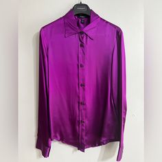 Beautiful Deep Purple/Magenta Silk Blouse Never Worn Includes Burberry Hanger Elegant Purple Evening Blouse, Elegant Purple Silk Blouse, Purple Silk Formal Blouse, Purple Silk Blouse For Work, Purple Silk Blouse For Workwear, Purple Silk Top For Formal Occasions, Formal Purple Silk Top, Formal Purple Silk Blouse, Classic Purple Formal Blouse