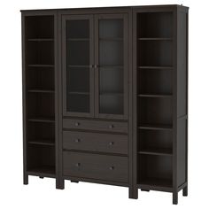 an image of a bookcase with drawers in the front and side view on white background