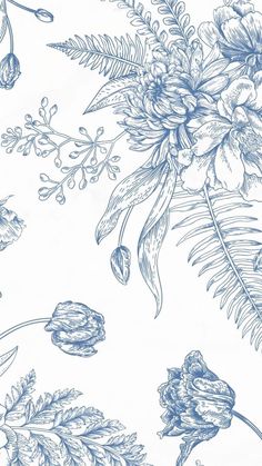 a drawing of flowers and leaves on a white background with blue pen writing in the bottom right corner