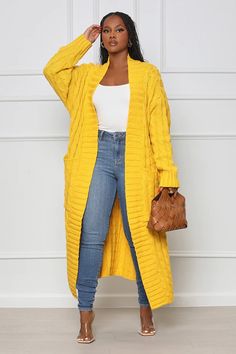 Winter Crochet Loose Long Twist Sweater Cardigan Knit Pocket, Looks Jeans, Charlotte Dress, Knit Sweater Coat, Patchwork Cardigan, Cardigan Casual, Yellow Cardigan, Longline Cardigan, Áo Len Cardigan