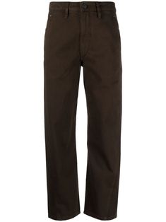 coffee brown cotton high waist concealed fly and button fastening two diagonal pockets to the sides two rear patch pockets belt loops straight cropped leg Pleated Trousers, Straight Trousers, Coffee Brown, High Waisted Trousers, Pants Straight, French Fashion, Parisian Style, Straight Leg Pants, Fashion Boutique