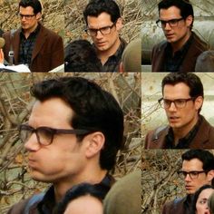 several pictures of the same man in glasses and brown jacket, with different facial expressions