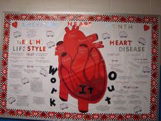 a bulletin board with an image of a heart