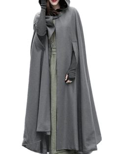 Women Hooded Style Ankle Length Woolen Long Cloak Loose Sleeveless Coa – MRSLM Casual Cape, Mantel Cape, Poncho Winter, Poncho Coat Cape, Sleeveless Coat, Long Coat Women, Cape Coat