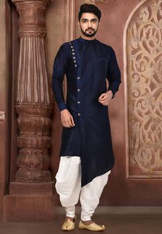 Western Outfits Mens, Arabian Nights Dress, Dhoti Sherwani, Mens Indo Western, Indo Western Outfits, Blue Sherwani, Robin Blue