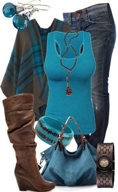 Love this color combination and the general style. Jeans with those boots. I'd love that poncho pattern in an oversized cardigan, and that color top in a more flowy style. Skirt Maxi, Outfit Winter, Looks Chic, 가을 패션, Outfit Casual, Fall Winter Outfits, Look Fashion, Autumn Winter Fashion