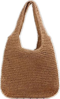 Boho Straw Tote Bag Madelyn - Brown - Clothing Accessories Casual Brown Woven Beach Bag, Trendy Brown Straw Beach Bag, Trendy Brown Crochet Bag For Beach Season, Trendy Brown Straw Bag For Beach, Casual Beige Crochet Woven Bag, Casual Beige Straw Tote Bag, Lightweight Brown Bohemian Beach Bag, Casual Beige Crochet Straw Bag, Casual Brown Hobo Bag For Beach