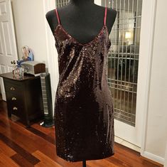 Color: Burgundy Adjustable Straps V Neck Exposed Zipper Lined 100% Polyester ****Pet And Smoke Free Home**** Dresses Sequin, Fashion Nova Dress, Exposed Zipper, Sequin Mini, Sequin Mini Dress, Sequin Dress, Lady In Red, Fashion Nova, Colorful Dresses