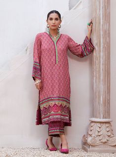 Zainab Chottani Cherry Bloom Casual Pret 2024 Default Title Zainab Chottani Cherry Bloom Casual Pret 2024 Original brand suit fabric and photography lite diffrance in actual print. Zainab Chottani, Cherry Blooms, Coral Fabric, Pakistani Traditional, Pakistani Designers, Suit Fabric, Shalwar Kameez, Pakistani Outfits, Traditional Wear