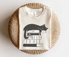 Cat Book Shirt Books and Cats Tshirt Reading Shirt Cat - Etsy Cat Sleeping On Books, Cat On Book, Bookish Tshirt, Books And Cats, Book Lovers Book, Cat Book, Book Shirt, Gift For Cat Lover, Cat Sleeping