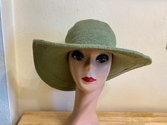 This soft lightweight crochet 100% cotton hand dyed moss green color hat has a 4 inch brim and will fit a 22.5 - 23.5 head size. The hat stretches to your head size. Each hat is dyed individually . I use Jacquard Dyes which are permanent cold water dyes and do not fade. I recommend hand washing in warm water and dry naturally. The hat can be steamed to smooth out any creases. The hat has 2 light weight wires in the brim to keep the shape and is easily flattened to conveniently fit in a suitcase for travel. Please message me if you are interested in a color I have not made yet. NOTE: Please check the head size before purchase, I am happy to answer any questions you may have. There will be a 20% restocking fee for all returned hats. Khaki Cotton Sun Hat For The Beach, Khaki Cotton Sun Hat For Beach, One Size Green Sun Hat For Spring, Green Sun Hat One Size For Spring, Green One Size Sun Hat For Spring, Green One-size Sun Hat For Spring, Green Summer Hat One Size, Spring Green Sun Hat One Size, Khaki Lightweight Beach Hat