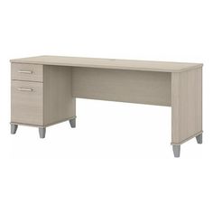 an office desk with two drawers on the left and one drawer on the right side