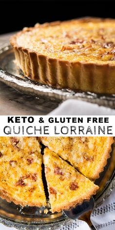 keto and gluten free quiche lorraine on a serving platter