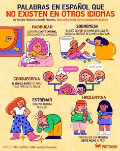 the spanish poster shows people in different stages of their life, including children and adults