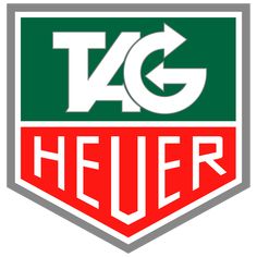 the tag heuer logo is shown in red, green and white with an arrow