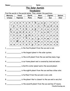 the solar system worksheet for students to learn how to write and use it