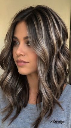 Rich Brown Hair With Highlights Balayage, Butterscotch Highlights On Dark Hair, Brown Hair With A Few Highlights, Face Framing Caramel Highlights, Black And Ash Blonde Hair, Hiding Grey Hair With Highlights, Biolage Highlights Brunette, Face Framing Babylights, Dark And Blonde Hair